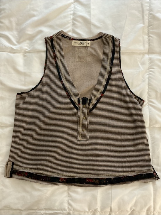 NATURAL LIFE Tops - NATURAL LIFE Stay Cool Striped Tank - Light Taupe